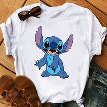 Load image into Gallery viewer, Women's Fashion T-Shirt Lilo Stitch Harajuku Kawaii Tshirts Lovely Cartoon Female Printed Casual T Shirt Cute  Casual Tops