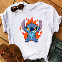 Load image into Gallery viewer, Women's Fashion T-Shirt Lilo Stitch Harajuku Kawaii Tshirts Lovely Cartoon Female Printed Casual T Shirt Cute  Casual Tops