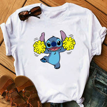 Load image into Gallery viewer, Women's Fashion T-Shirt Lilo Stitch Harajuku Kawaii Tshirts Lovely Cartoon Female Printed Casual T Shirt Cute  Casual Tops