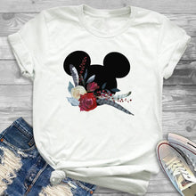 Load image into Gallery viewer, 2019 Women Leopard Printed Graphic Flower Fashion T-Shirt Top Cute Ear Shirt Tumblr Tee Hipster  Female T Shirt Tees