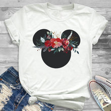 Load image into Gallery viewer, 2019 Women Leopard Printed Graphic Flower Fashion T-Shirt Top Cute Ear Shirt Tumblr Tee Hipster  Female T Shirt Tees
