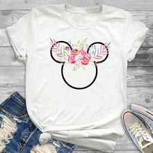 Load image into Gallery viewer, 2019 Women Leopard Printed Graphic Flower Fashion T-Shirt Top Cute Ear Shirt Tumblr Tee Hipster  Female T Shirt Tees