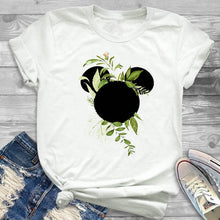 Load image into Gallery viewer, 2019 Women Leopard Printed Graphic Flower Fashion T-Shirt Mouse Micky Ear Shirt Tumblr Tee Hipster Female T Shirt Tees