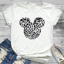 Load image into Gallery viewer, 2019 Women Leopard Printed Graphic Flower Fashion T-Shirt Mouse Micky Ear Shirt Tumblr Tee Hipster Female T Shirt Tees