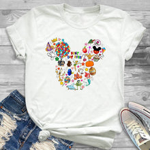 Load image into Gallery viewer, 2019 Women Leopard Printed Graphic Flower Fashion T-Shirt Mouse Micky Ear Shirt Tumblr Tee Hipster Female T Shirt Tees