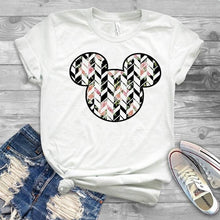 Load image into Gallery viewer, 2019 Women Leopard Printed Graphic Flower Fashion T-Shirt Mouse Micky Ear Shirt Tumblr Tee Hipster Female T Shirt Tees